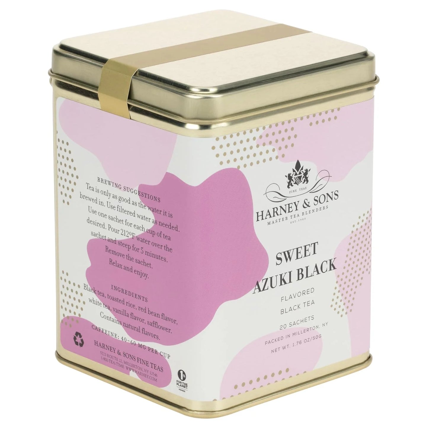 Harney & Sons Sweet Azuki Black Tea, 20 Sachets in Tin