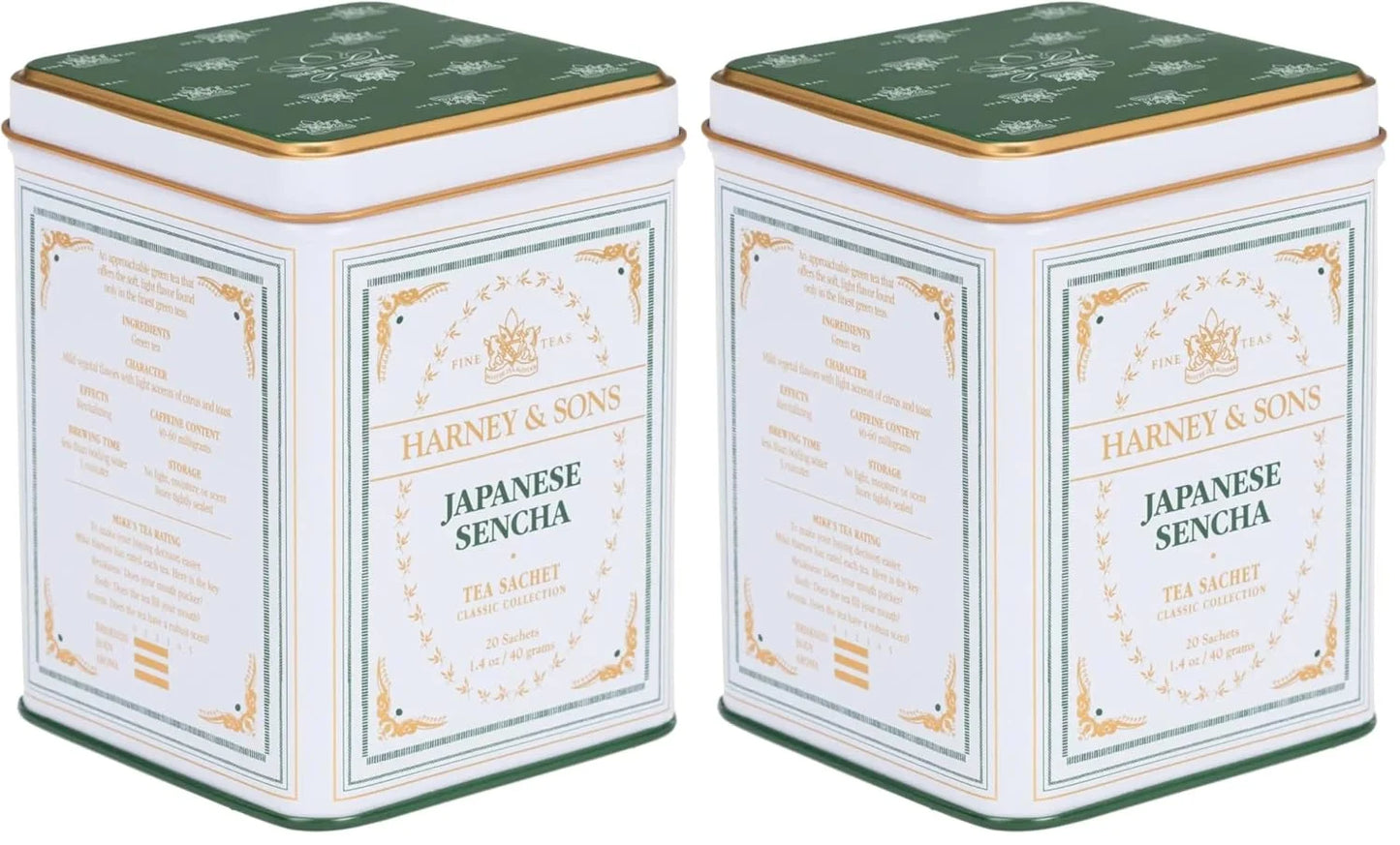 Harney & Sons Japanese Sencha Green Tea, 20 Sachets | Classic Collection (Pack of 2)
