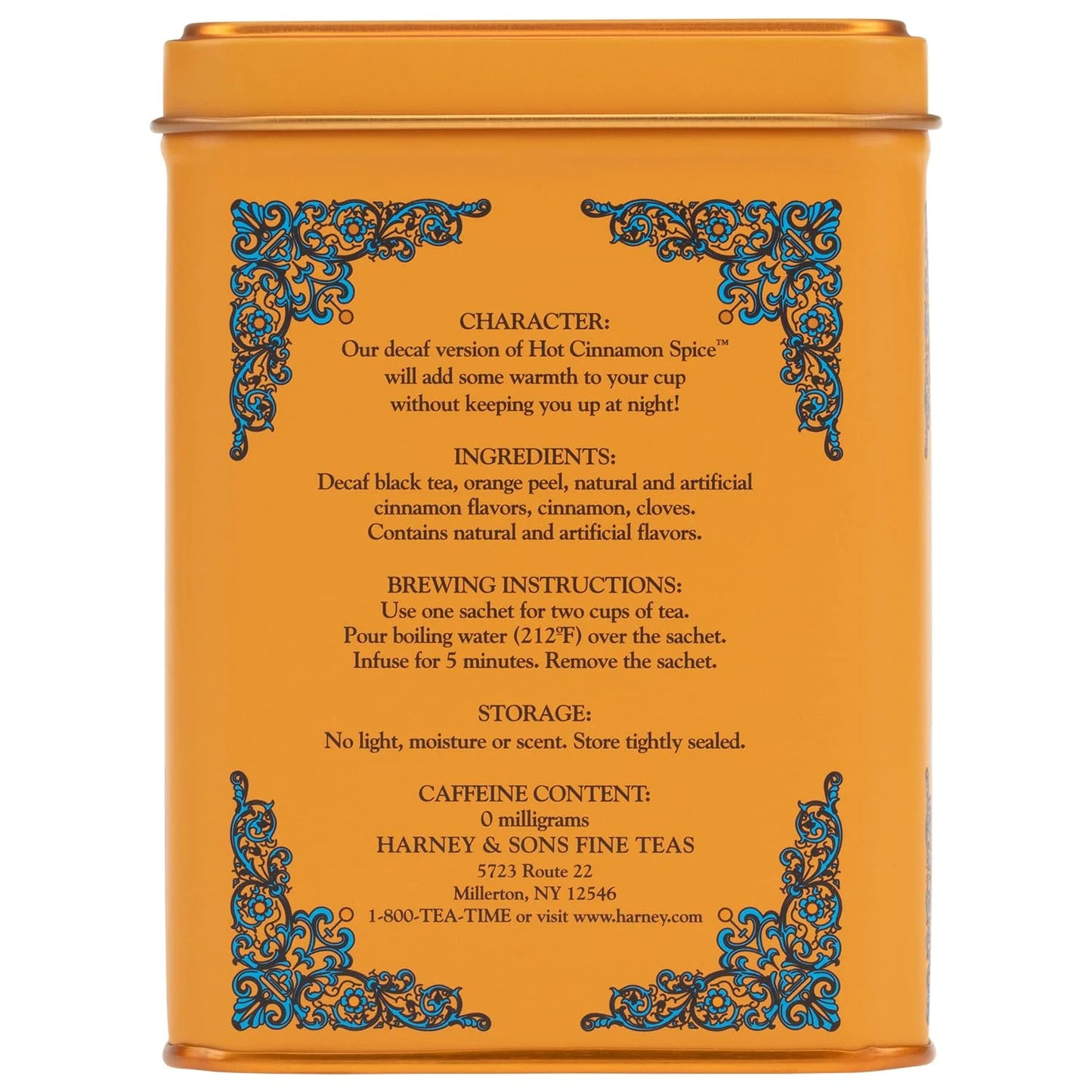 Harney and Sons Decaf Hot Cinnamon , Decaf Flavored Black 20 Sachets per Tin 1.4oz