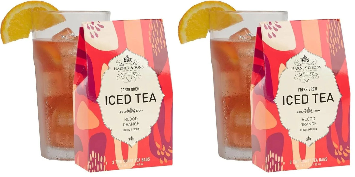 Harney Fresh Brew Iced Tea BLOOD ORANGE 3 2 qt Tea Bags (Pack of 2)