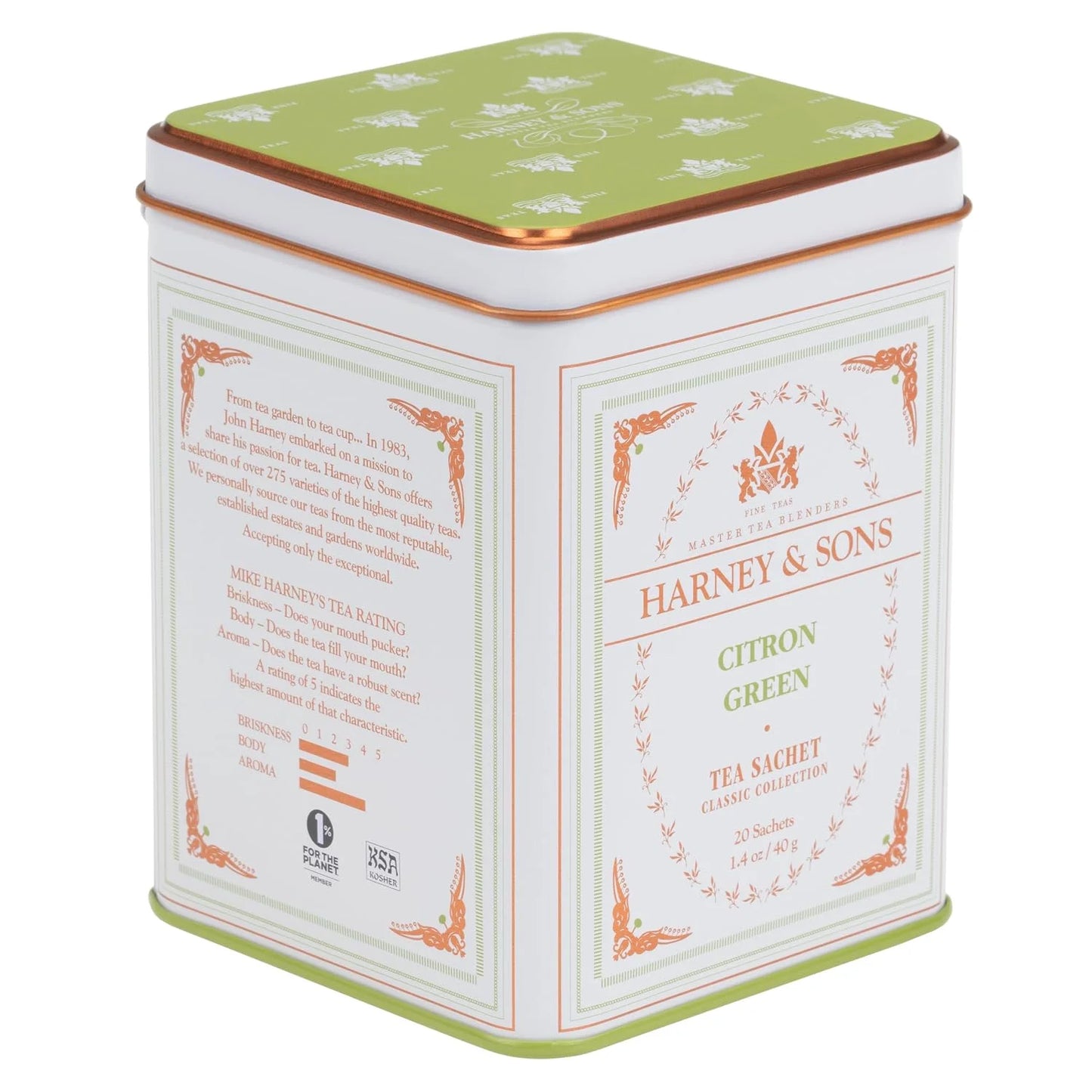 Harney & Sons Citron Green Tea, White, 20 Count (Pack of 1)