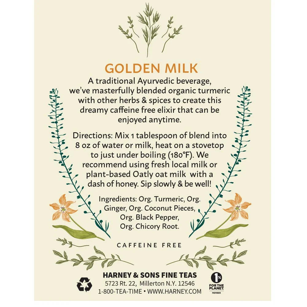 Harney & Sons Golden Milk Powder Tin, Turmeric Spice Blend, 8 oz