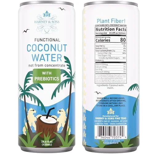 Harney & Sons Coconut Water with Prebiotic Fiber, 10.8 fl oz (Pack of 12)
