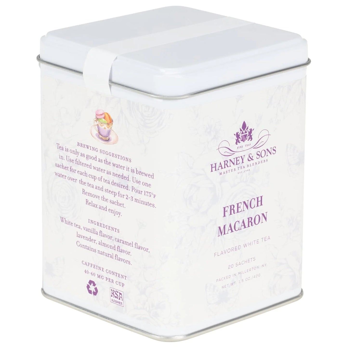 Harney & Sons French Macaron, White Tea, 20 sachet tin