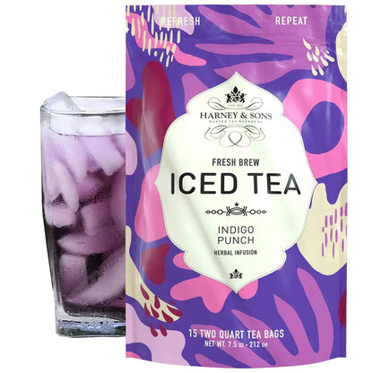 Harney & Sons Fresh Brew Indigo Punch Herbal Iced Tea, 15 Tea Bags