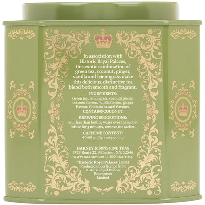 Harney & Sons Green Tea with Coconut, 30 Sachets in Tin
