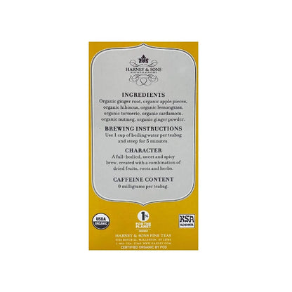 Harney & Sons Organic Ginger Turmeric Herbal Tea Bags, 20 Count