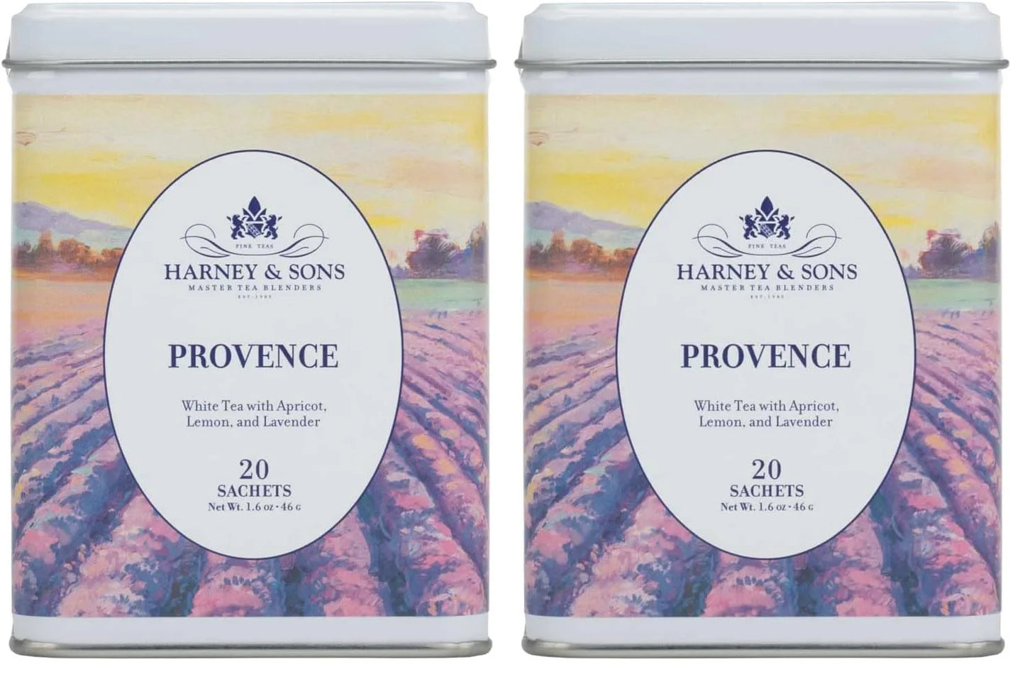 Harney & Sons Provence Tea, White Tea with Flavors of Apricot, Lemon and Lavender, (Pack of 2)