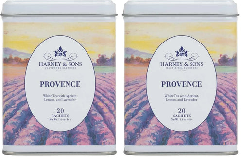 Harney & Sons Provence Tea, White Tea with Flavors of Apricot, Lemon and Lavender, (Pack of 2)