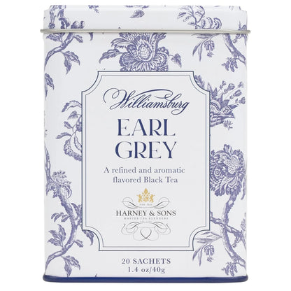 Harney & Sons Williamsburg Earl Grey Tea, 20 Sachets in Tin