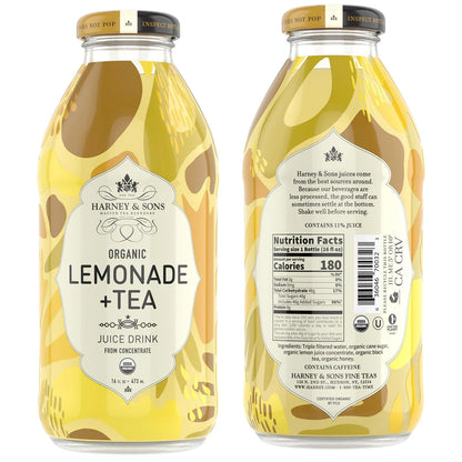 Harney & Sons Organic Lemonade & Tea Juice Drink, 12 Glass Bottles, 16 oz