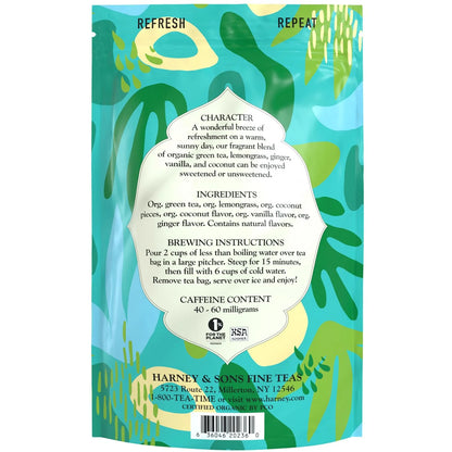 Harney & Sons Fresh Brew Organic Coconut Green Iced Tea, 15 Tea Bags