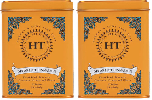 Harney & Sons Decaf Hot Cinnamon Tea, Tea Sachets | 20 Sachets | 1.4 oz | Pack of 2