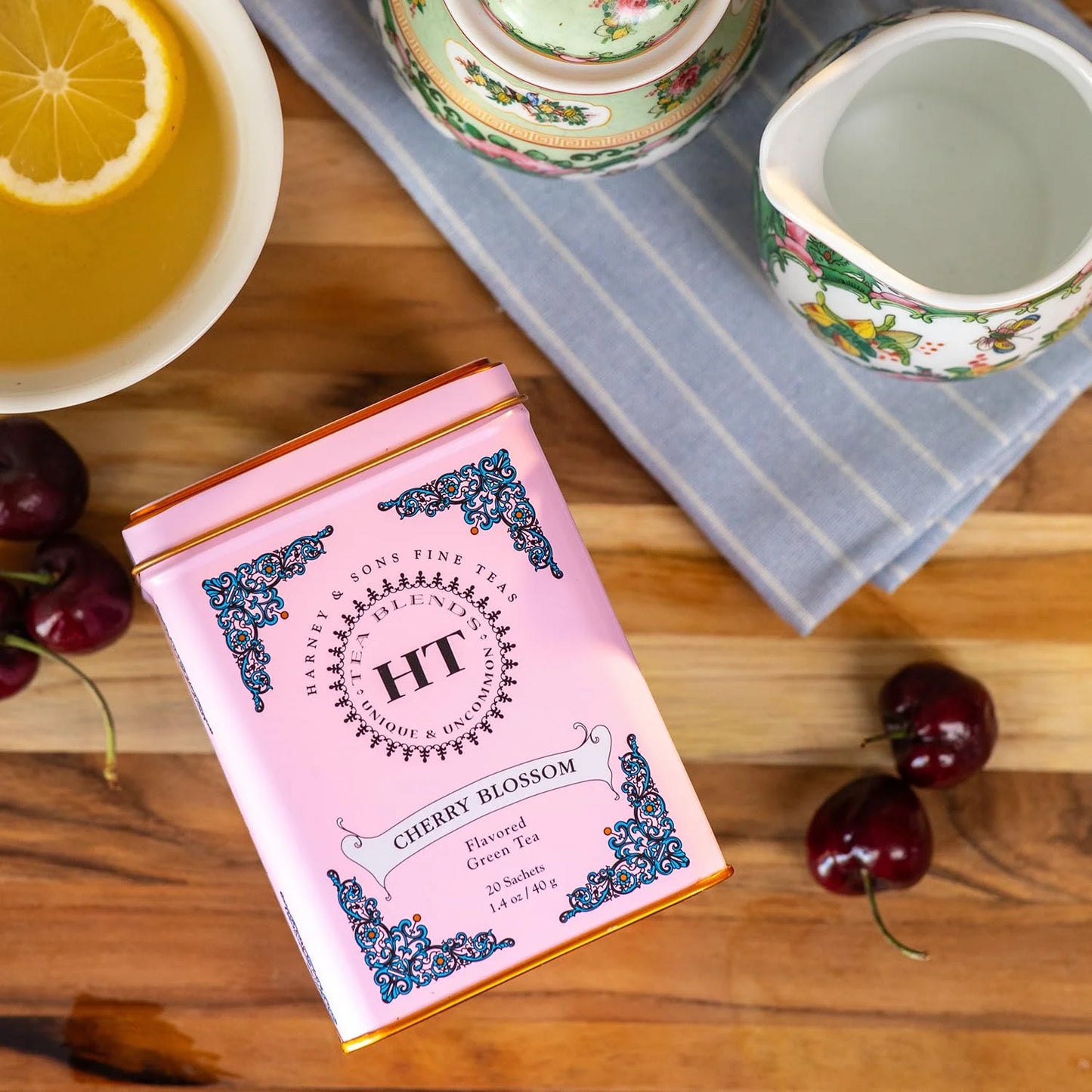 Harney & Sons HT Cherry Blossom Green Tea, 20 Sachets in Tin