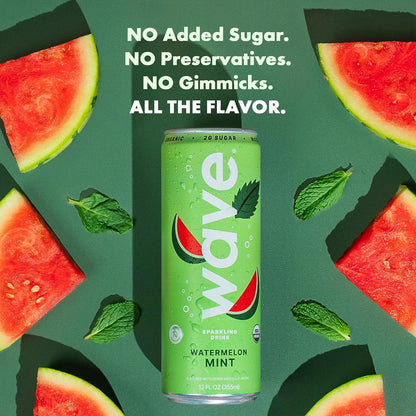 WAVE Organic Sparkling Drink, Soda Alternative, Watermelon Mint