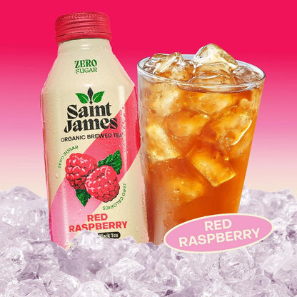Saint James Iced Tea Organic Black Tea, Red Raspberry, 12 Pack