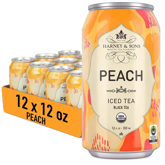 Harney & Sons Organic Peach Iced Tea, 12 Cans, 12 oz
