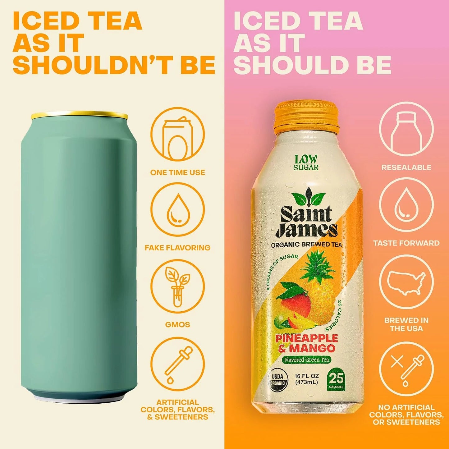 Saint James Iced Tea Paradise Variety Pack, 12 Pack (16 fl oz each)