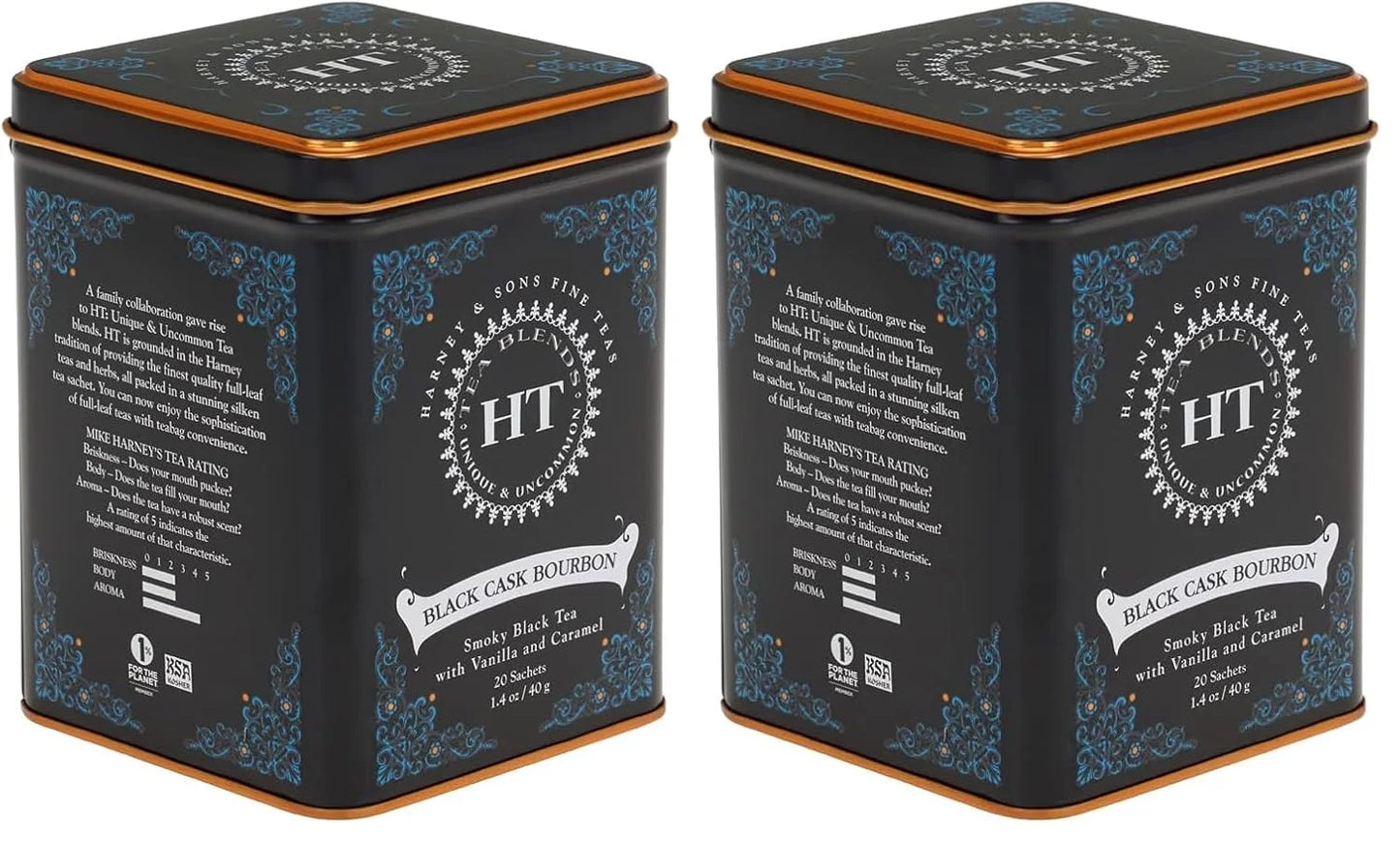 Harney & Sons Black Cask Bourbon Tea, 20 Sachets of Smoky Black Tea with Light Caramel Flavors (Pack of 2)