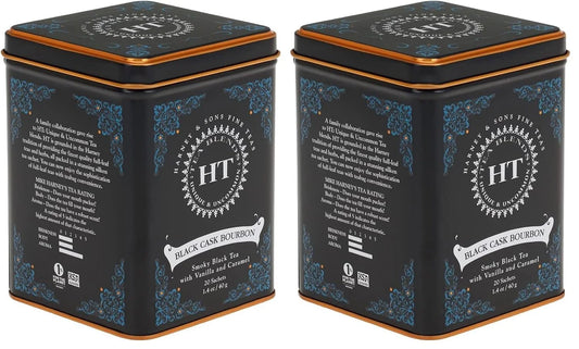 Harney & Sons Black Cask Bourbon Tea, 20 Sachets of Smoky Black Tea with Light Caramel Flavors (Pack of 2)