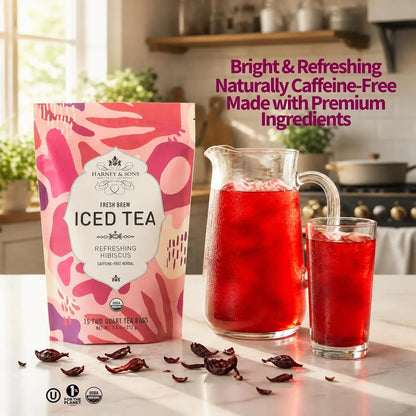 Harney & Sons Fresh Brew Hibiscus Herbal Iced Tea, 15 Tea Bags