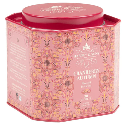 Harney & Sons Cranberry Autumn Black Tea, 30 Sachets in Tin
