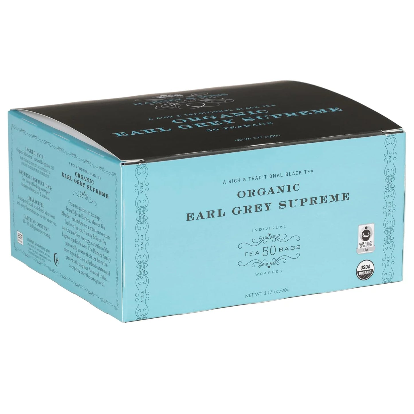 Harney & Sons Organic Earl Grey Supreme Tea Bags, 50 Count