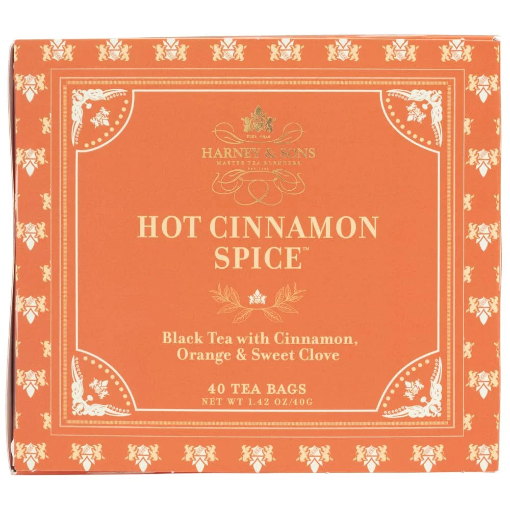 Harney & Sons Hot Cinnamon Spice Black Tea Bags, 40 Count