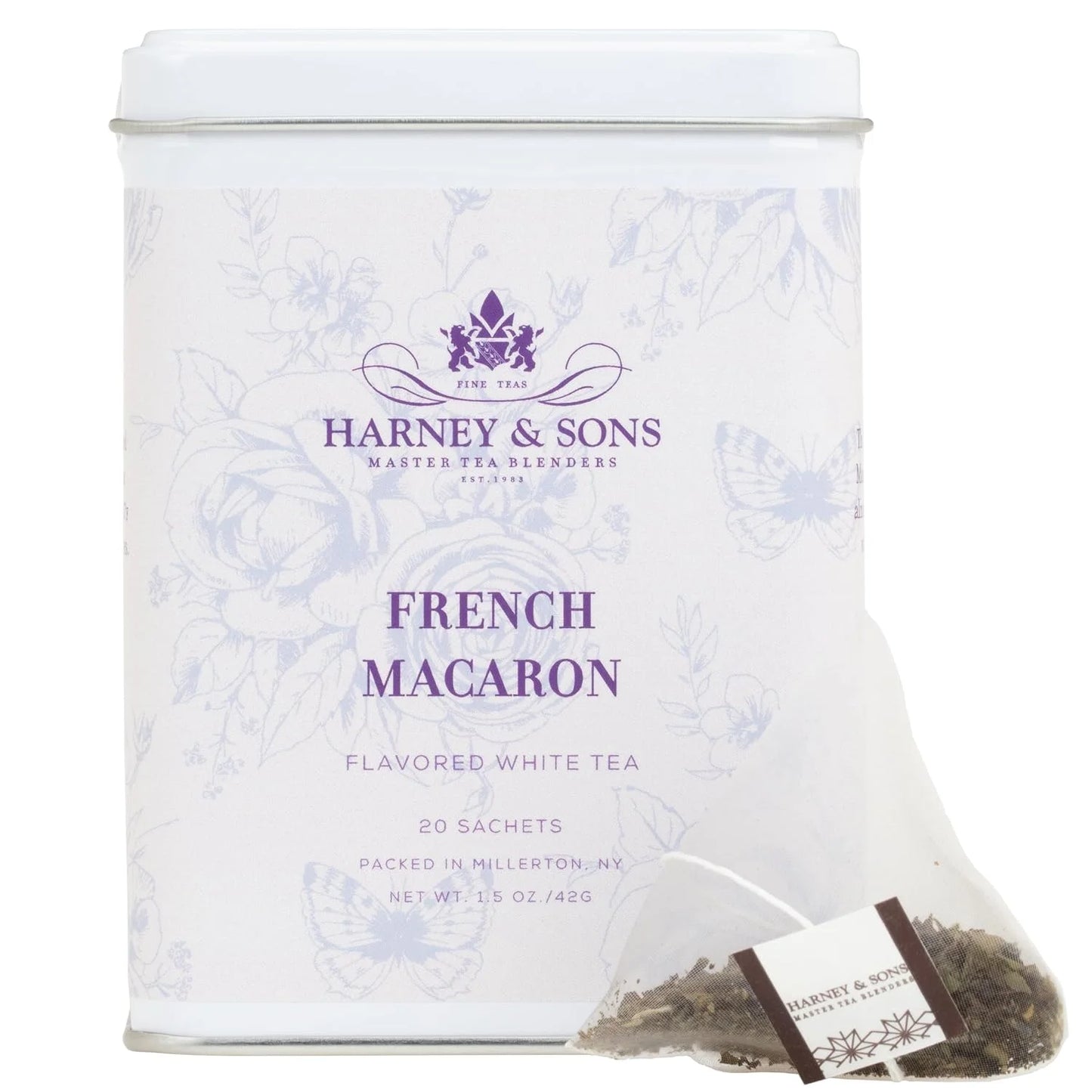 Harney & Sons French Macaron, White Tea, 20 sachet tin