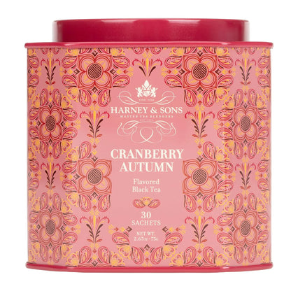 Harney & Sons Cranberry Autumn Black Tea, 30 Sachets in Tin
