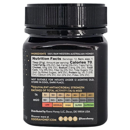 KOORA Jarrah Honey TA35+, Stronger than MGO 2000+ Manuka Honey, 8.8 oz