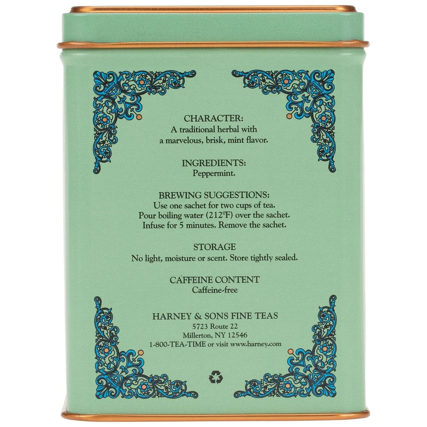 Harney & Sons HT Peppermint Herbal Tea, 20 Sachets in Tin