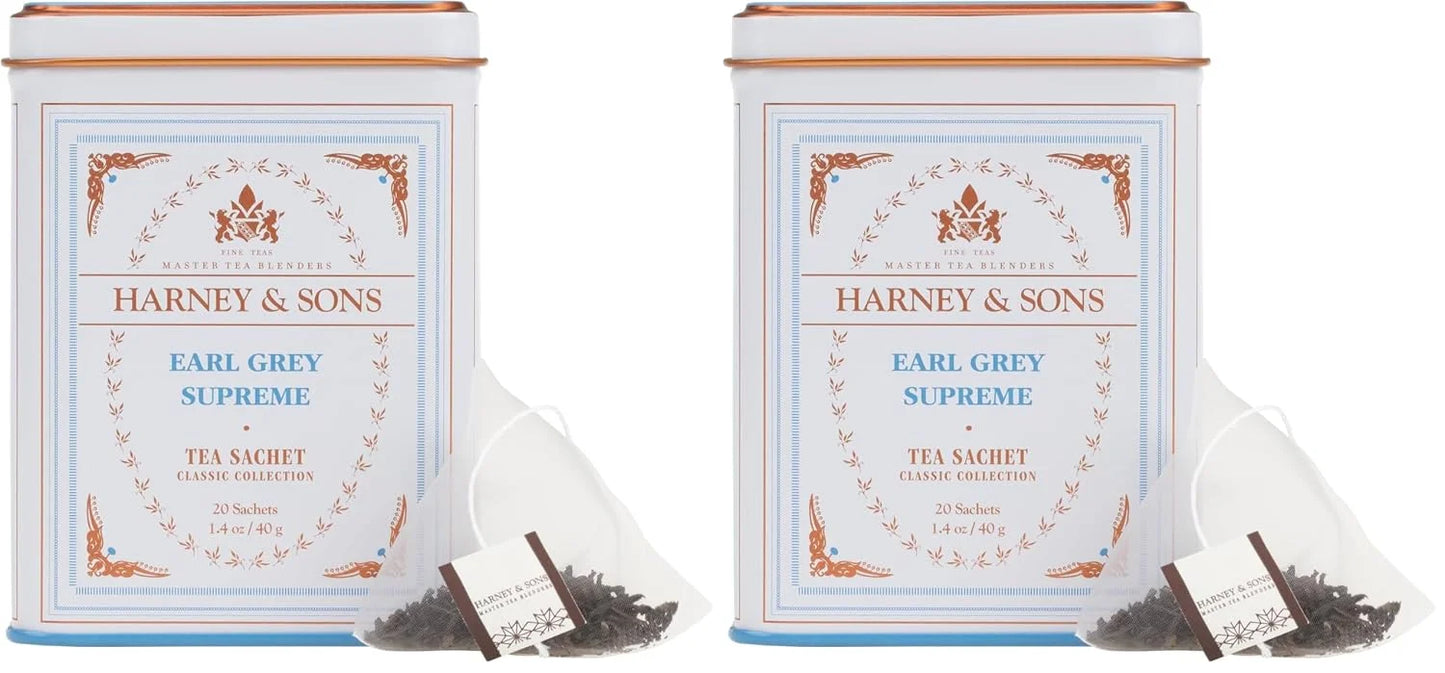 Harney & Sons Earl Grey Supreme, Black Tea, 20 Sachets (Pack of 2)