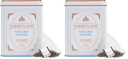 Harney & Sons Earl Grey Supreme, Black Tea, 20 Sachets (Pack of 2)