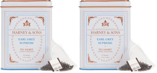 Harney & Sons Earl Grey Supreme, Black Tea, 20 Sachets (Pack of 2)