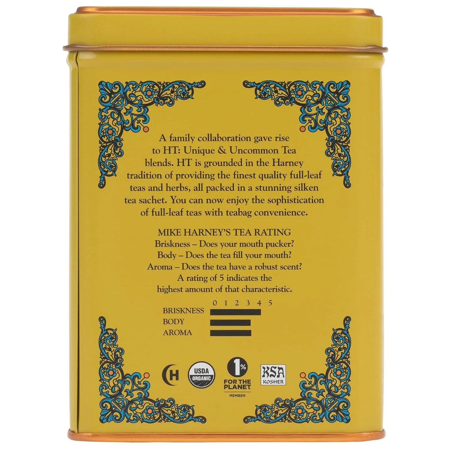 Harney & Sons HT Organic Ginger Lemon Herbal Tea, 20 Sachets in Tin