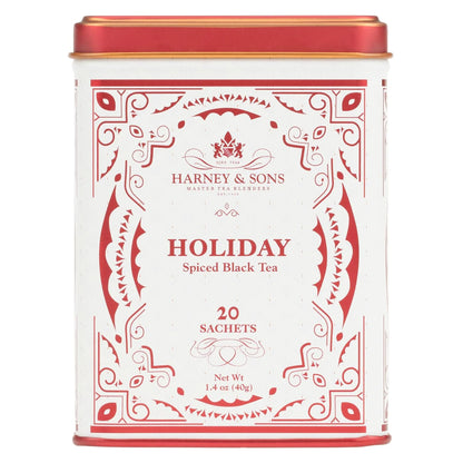 Harney & Sons Holiday Black Tea, 20 Sachets in Decorative Tin