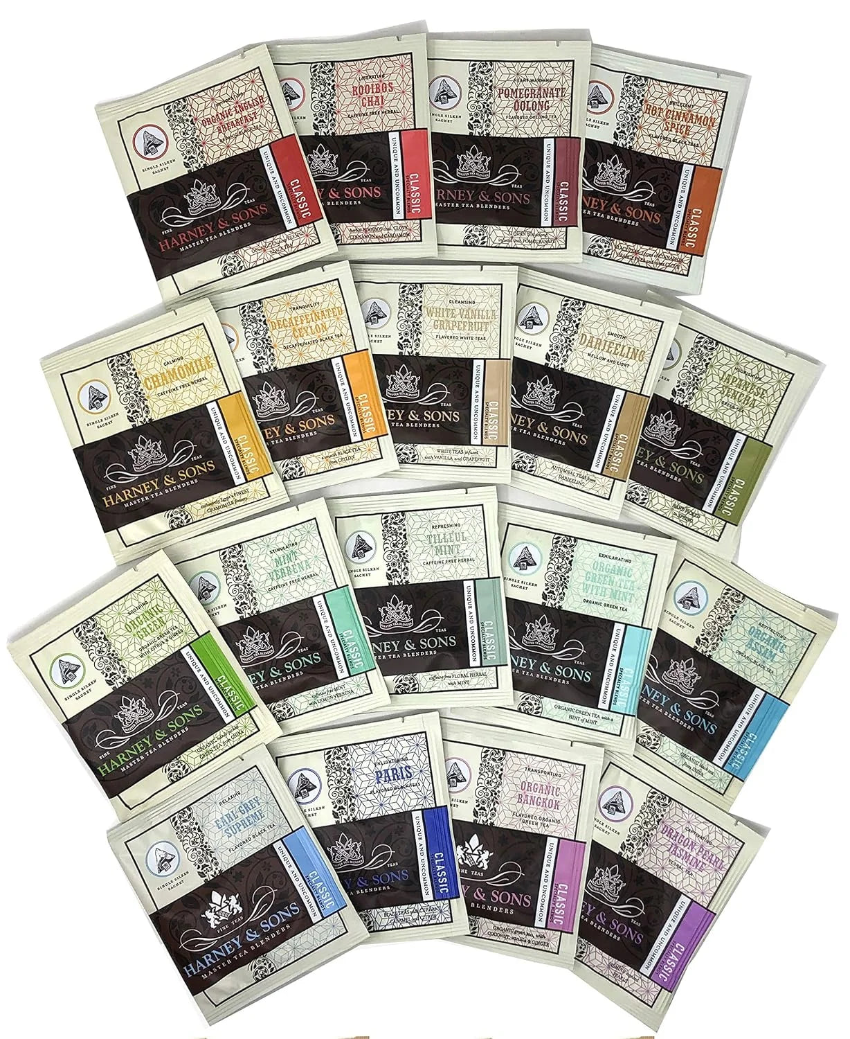 Harney & Sons Tea Gift Box Assorted Classic Tea Sachet Sampler Bundle 18 Count - Great for Birthday, Hostess and Co-worker Gifts