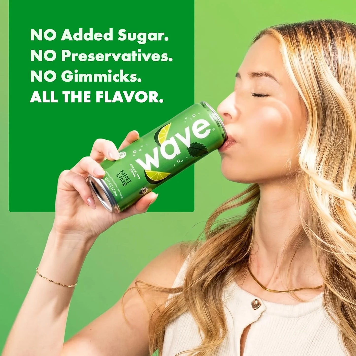 WAVE Organic Sparkling Drink, Soda Alternative, Mint Lime