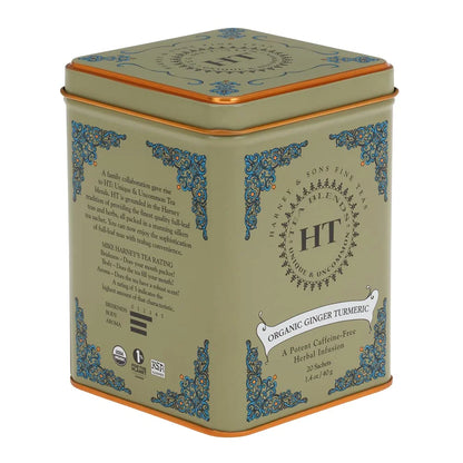 Harney & Sons HT Organic Ginger Turmeric Herbal Tea, 20 Sachets Tin
