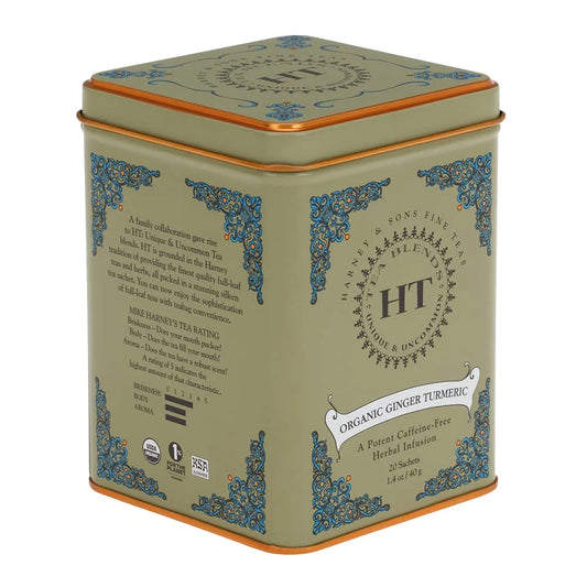 Harney & Sons HT Organic Ginger Turmeric Herbal Tea, 20 Sachets Tin