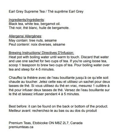 Harney & Sons Earl Grey Supreme Tea Sachets, 50 Count