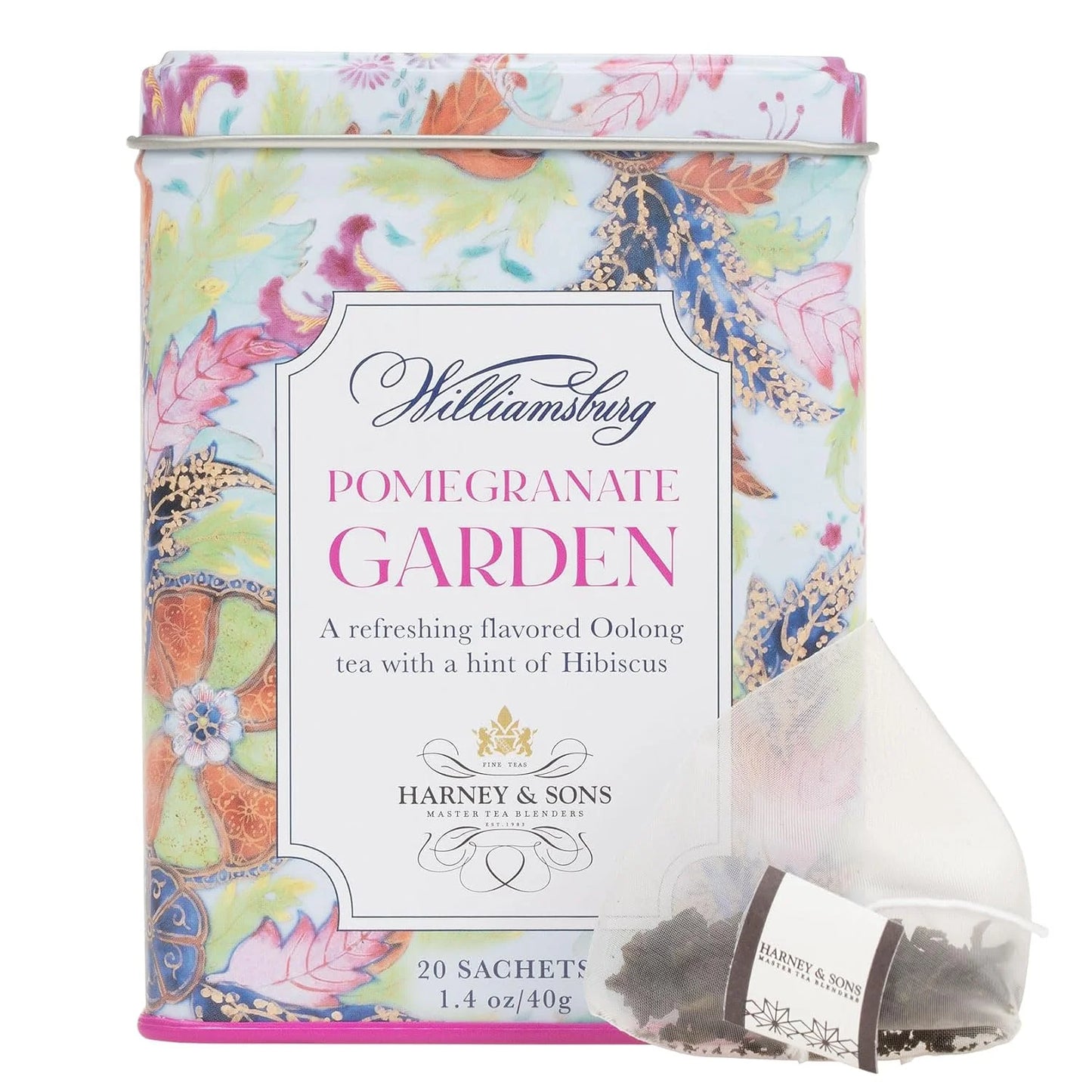 Harney & Sons Pomegranate Garden Oolong Tea, 20 Sachets in Tin