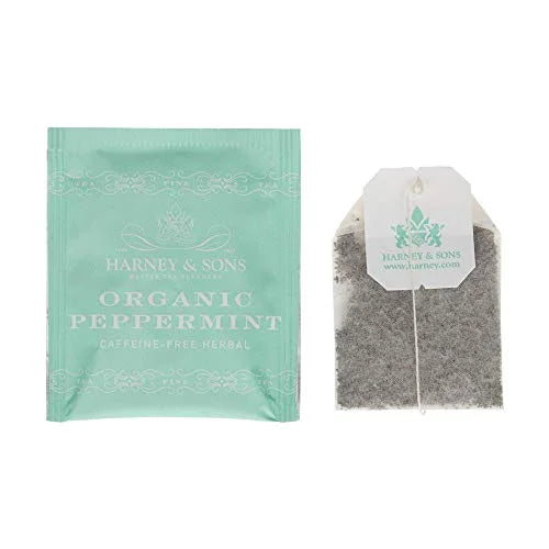 Harney & Sons Organic Peppermint Tea 1.76oz/50g (50 Tea Bags) (Pack of 2)