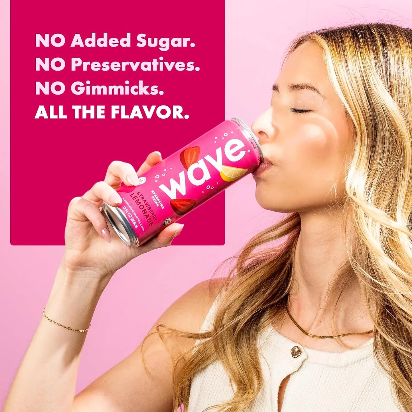 WAVE Organic Sparkling Drink, Soda Alternative, Strawberry Lemonade