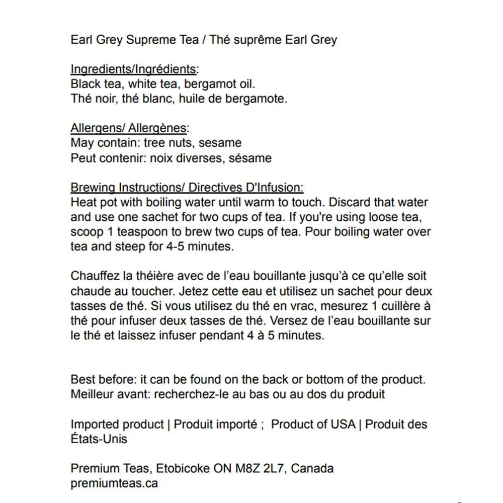 Harney & Sons Earl Grey Supreme Tea Sachets, 50 Count