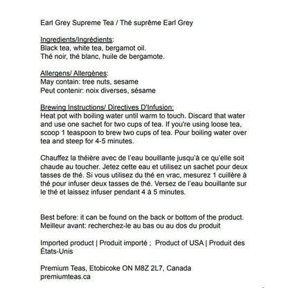 Harney & Sons Earl Grey Supreme Tea Sachets, 50 Count