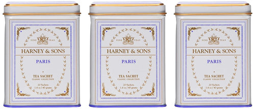 Harney & Sons Paris Black Tea Sachet Collection, All Natural - Classic Tin of 20 Sachets, 1.4 Ounce 20 Count (Pack of 3)