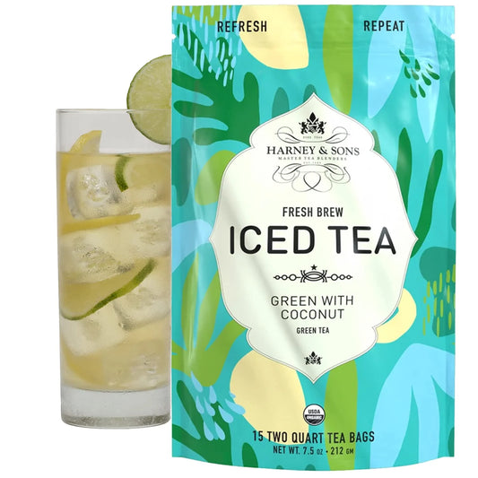 Harney & Sons Fresh Brew Organic Coconut Green Iced Tea, 15 Tea Bags