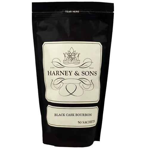 Harney & Sons Black Cask Bourbon Tea, 50 Sachets, Black Tea Blend